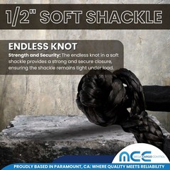 2 PC 1/2” x 22” Synthetic Soft Shackle Tow Rope Recovery Strap 37,400LBS