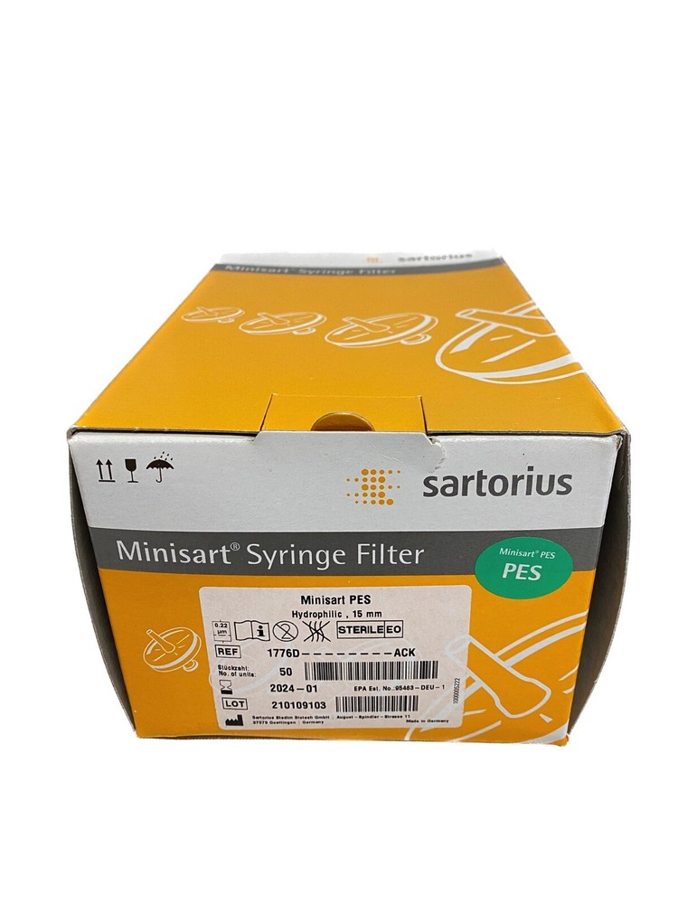 (50/Pk) SARTORIUS Minisart Syringe Filter PES-15 Hydrophilic 15mm 1776D-ACK