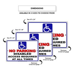 No Parking Disabled Access Required At All Times Novelty Aluminum Metal Sign
