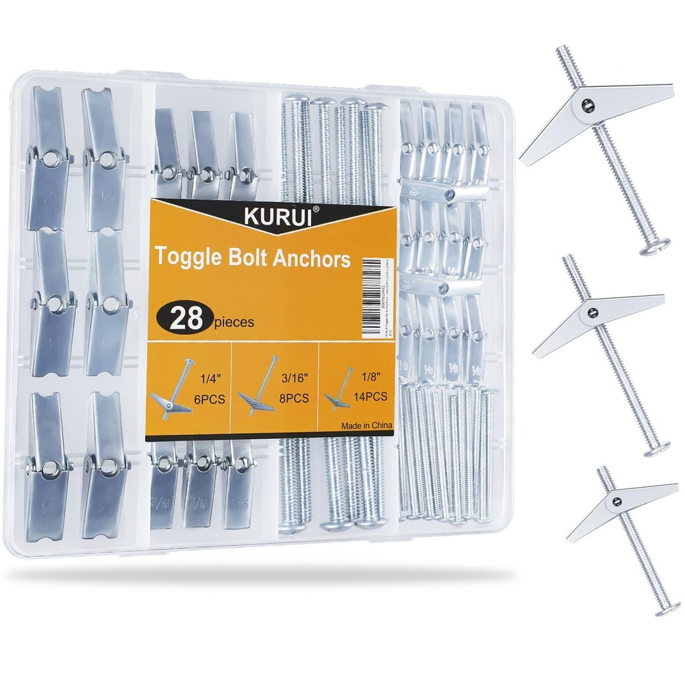 Heavy Duty Hollow Wall Anchors for Drywall Ceiling, Toggle Bolts and Wing Nut
