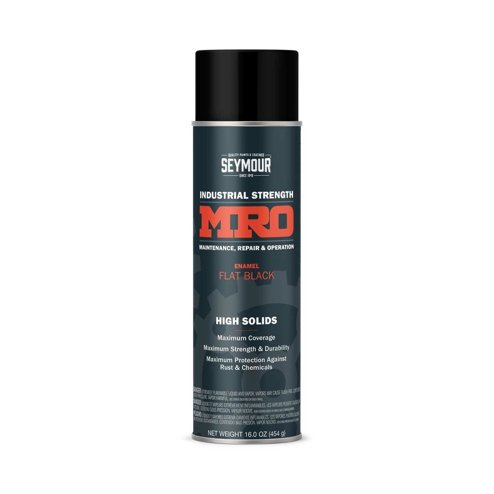 Seymour 620-1413, MRO Industrial Strength Spray Paint, Flat Black, 16oz, 1ea