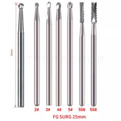 1-10 Dental Surgical Burs 25mm SL Round 4 6 2 557 701 702 Carbide Bur High Speed