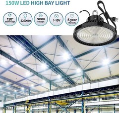 8Pack ETL UFO LED High Bay Light 150W 5000K Dimmable IP65 for Warehouse Gym Shop