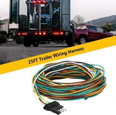 25FT 4 Wire, 18 AWG Color Coded Wiring Harness, 4 Flat Connector, W Size: 25FT