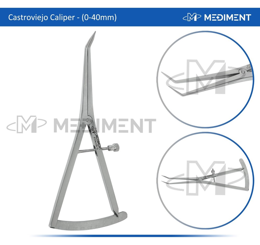 Angled Dental Castroviejo Bone Caliper Orthopedic Implant Measuring Gauge0-40mm