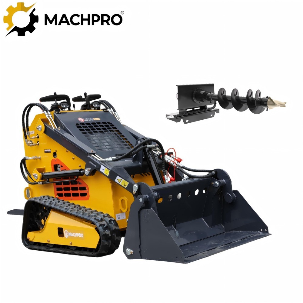Mini Skid Steer Loader 24HP 4-in-1 Bucket 3-Stage Pump Hydraulic System 3 pumps