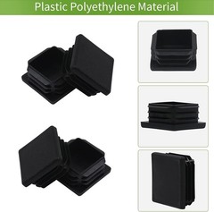 12 Pack 1-1/2 Inch Square Plastic Plug, Insert Tubing End Cap for Square Tubing