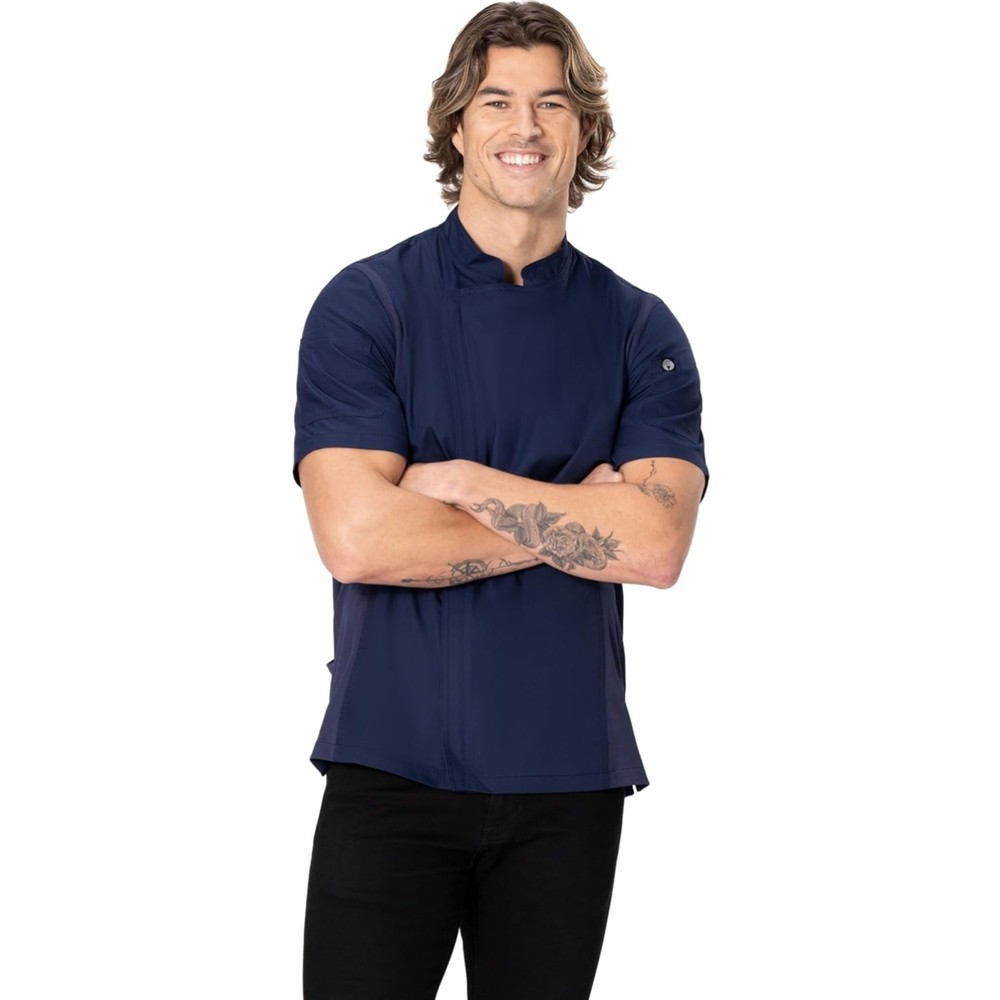 Men’s Chef Coat Polycotton Lightweight Zipper Long Sleeve Work Uniform