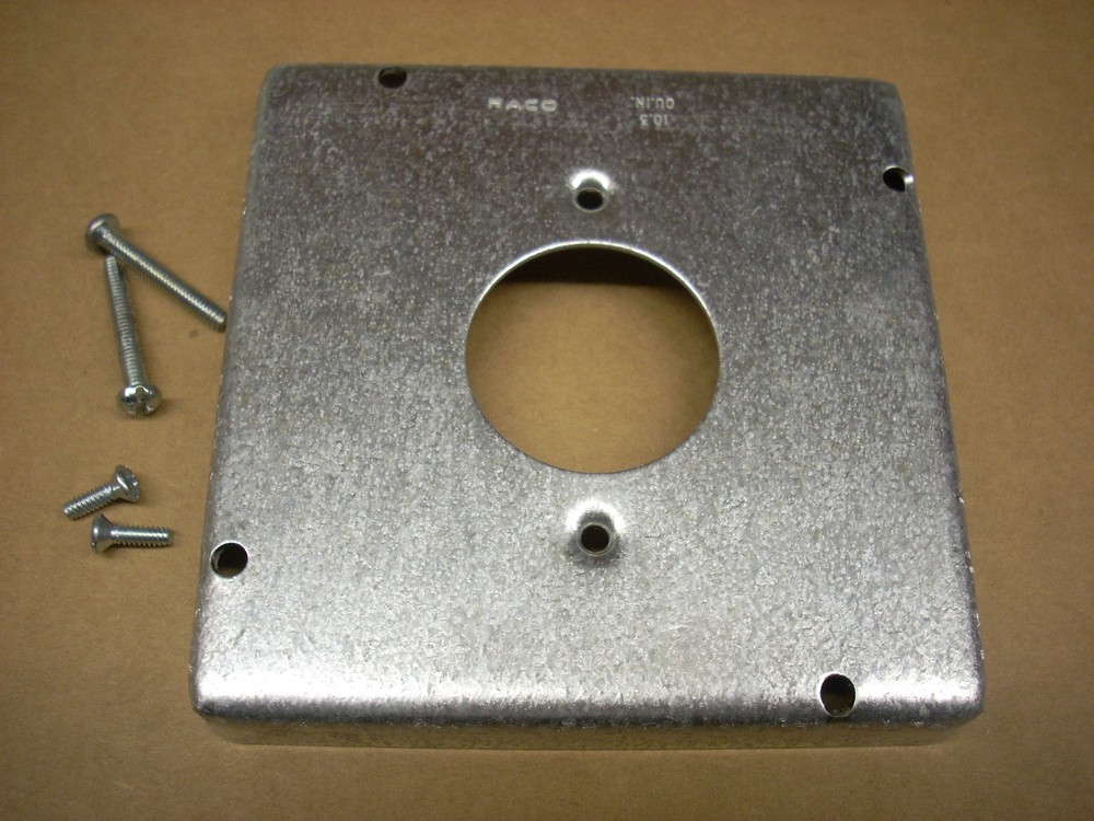 Hubbell Raco 887 4-11/16″ Square Cover Raised 1/2″ for 20Amp Receptacle New