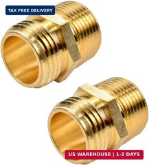 2 Pack 3/4″ GHT to 3/4″ NPT Male Connector, Brass Garden Hose Fitting, Male Hose