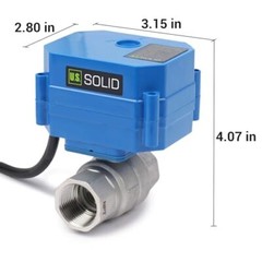 U. S. Solid Motorized Ball Valve w/ US Plug 3/4in SS AC 110V NC Blue Casing