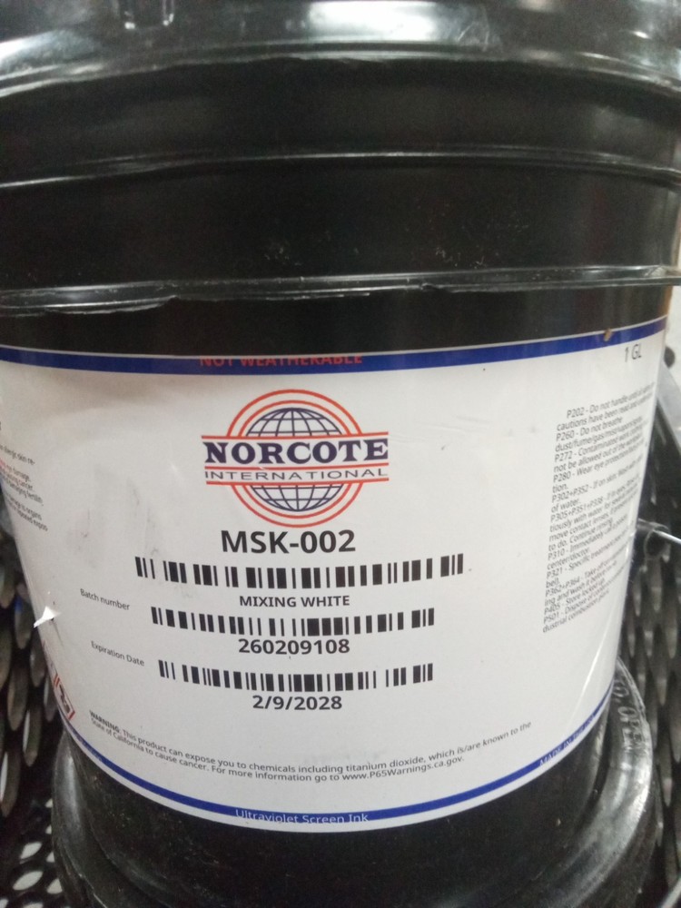Norcote MSK-002 White Ultraviolet Screen Ink 1 Gallon UV Ink, 572
