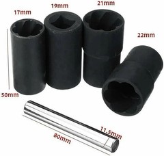 5pc Wheel Lock Removal Kit, Locking Lug Nut Removal Tool – 17MM,19MM, 21MM, 22MM