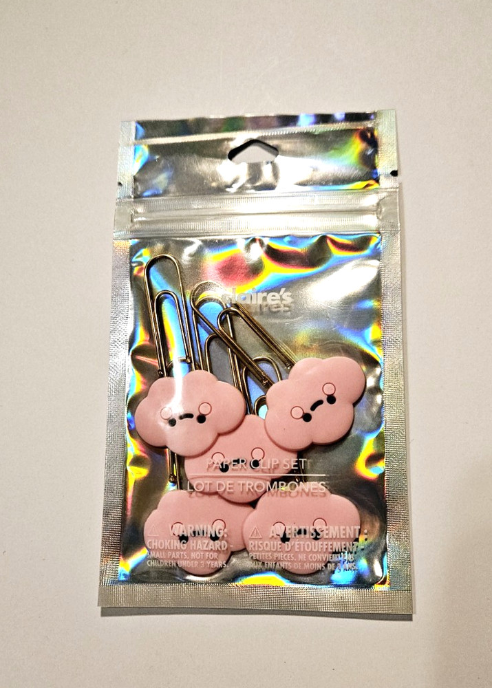 Claire’s Paper Clip Set Planner Notebook ~Pink Clouds~ Cute-Accessories NLA HTF