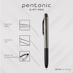 Pentonic Retractable Gel Pens 10 Count Black Ink 0.7mm Fine Point Smooth Writing