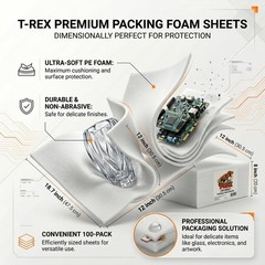 100 Pack Foam Sheets 7.87″x12″ 1/16″ Thick – Premium Foam Wrap Cushioning Pac…