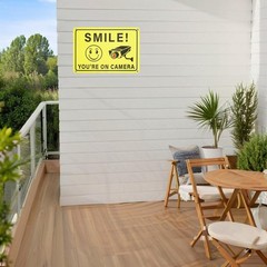 2 Pack Smile You Are on Camera Sign Aluminum Outdoor Security Sign Yellow
