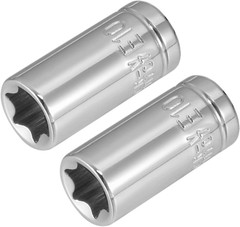 2Pcs 1/4-Inch Drive E10 External Torx Shallow Socket, Cr-V Steel
