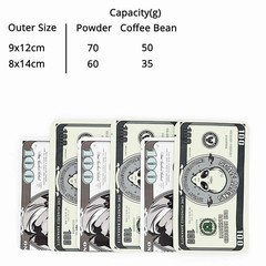 100pcs Money Printed Mylar Bags Eco-friendly Smell Proof Resealable 1g