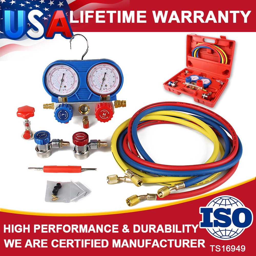 A/C AC Manifold Gauge Set for Car test Kit Manometer Gauge System Refrigeration