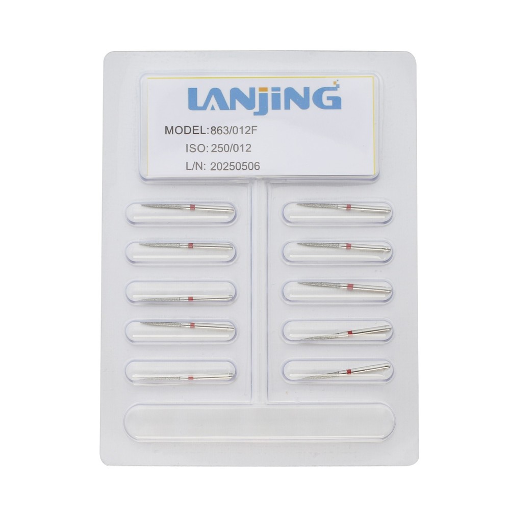 Multi-Use Dental Diamonds Flame Burs 863/012F Fine Grit Friction Grip FG 10 Each