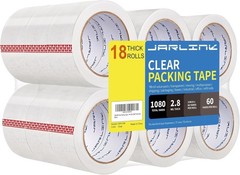 Clear BOPP Packing Tape – 18 Rolls, 2.8mil Thickness, Waterproof for Shipping