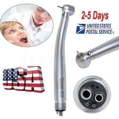 Dental LED Handpiece Standard Push Button High Speed Handpiece 4 Holes Burr NEW