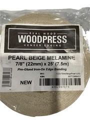 Wood Press Veneer Edging Pearl Beige Melamine 7/8 In 25 Ft Pre Glued Real Wood
