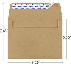 Valbox 200 Qty A7 Invitation Envelopes 5 X 7, 120GSM Brown Kraft Paper Envelopes