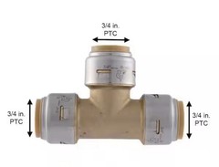 SharkBite MAX UR370A, 3/4-in. x 3/4-in. x 3/4-in. Push-to-Connect TEE Fitting