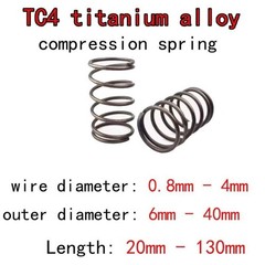 0.8/1/1.5/2/2.5/3/4mm Wire Dia TC4 Titanium Alloy Spring Compression Springs