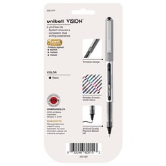 Vision Stick Roller Ball Pens, Fine Point, Black Ink, Pack of 4