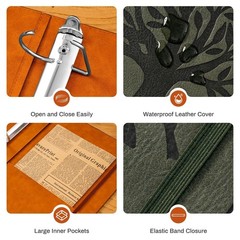 Ovesmusl Leather D Ring Binder Fits 8.5″x11″ Letter Size 1.5 inch, Green
