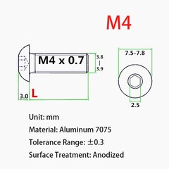 Aluminium Alloy Button Head Hex Socket Screws Allen Bolts – M4 M5 6-30mm Length