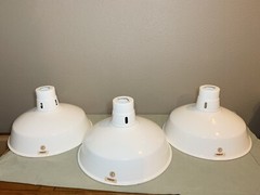 Lot of 3 NOS Abolite Industrial 14” WHITE light Shades