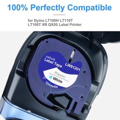 7PK Dymo Letratag Refill 91331 91330 White Plastic 12mm Label Tape 1/2″ LT-100H