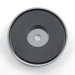 3 Pack Heavy Duty Round Base Magnets 65 lb Pull 2.618 Inch Hole Nickel Plated