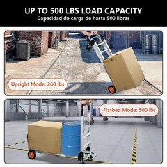 Convertible Aluminum Hand Truck Foldable Dolly Platform Cart 500lbs Heavy Duty