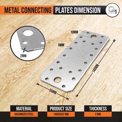 10 PCS Flat Joining Plates 5.51×2.17×0.08 Inch Heavy Duty Straight Perforated