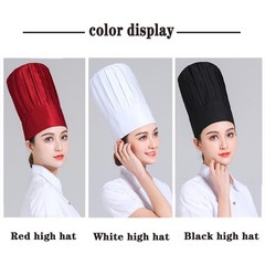 White Chef Hat for Men Women Adults,Elastic Band Small-Large,