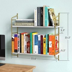 AMADA HOMEFURNISHING FLOATING SHELVES WALL MOUNTED GOLD WALL SHELVES NIB SHELF