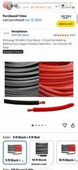 1/0 Gauge 1/0 AWG 5 Feet Black + 5 Feet Red Welding Battery Pure Copper Flexible