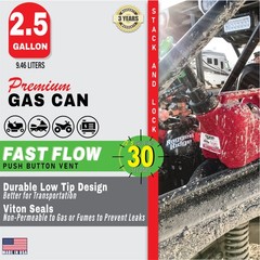 Fuelworx Stackable Easy Pour 5 Gal Vented Fuel Can Made in USA CARB Compliant