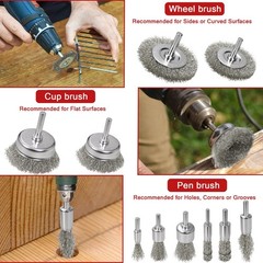 SBGGRL 11 Pcs Metal Carbon Steel Wire Wheel for Drill Set,Wool Brush brass