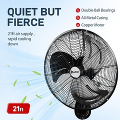 Industrial Wall Mount Fan 70° Oscillating Metal Fan 18” 3 Speeds Ventilation