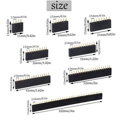 104 PCS 2.54mm 2.54mm Male and Female Pin Header Connector Assortment Kit Inc…