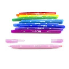 Tombow 61526 Twintone Marker Set Rainbow 12-Pack. Double-Sided Markers Perfect