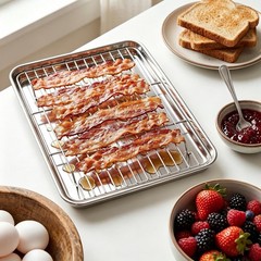 Quarter Sheet with Rack (1 Pan + 1 Rack), 9×13 Stainless Steel Baking Pan with W