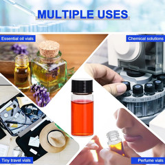 100pcs 10ml Clear Glass Vials, Sample Vials with Screw Caps Small Liquid Bottles