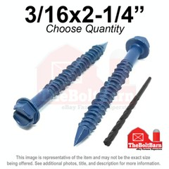 3/16×2-1/4″ Slotted Hex Washer Head Phillips Piercing Point Concrete Screws Blue